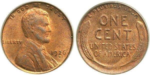 1 Цент США (1776 - ) Бронза Авраам Линкольн (1809-1865)