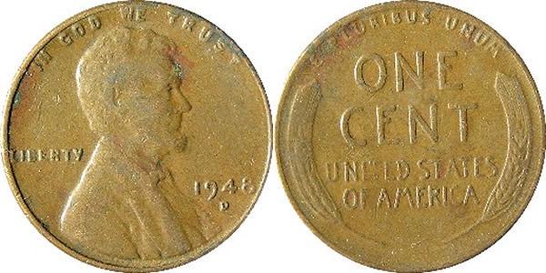 1 Цент США (1776 - ) Бронза Авраам Линкольн (1809-1865)