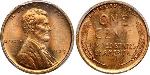 1 Цент США (1776 - ) Бронза Авраам Линкольн (1809-1865)