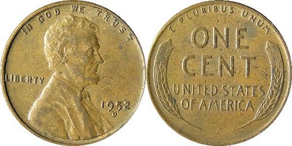 1 Цент США (1776 - ) Бронза Авраам Линкольн (1809-1865)