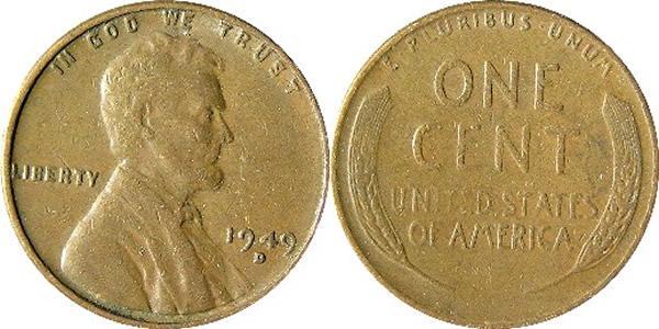 1 Цент США (1776 - ) Бронза Авраам Линкольн (1809-1865)