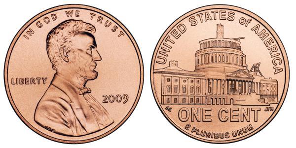 1 Цент США (1776 - ) Цинк/Медь Авраам Линкольн (1809-1865)