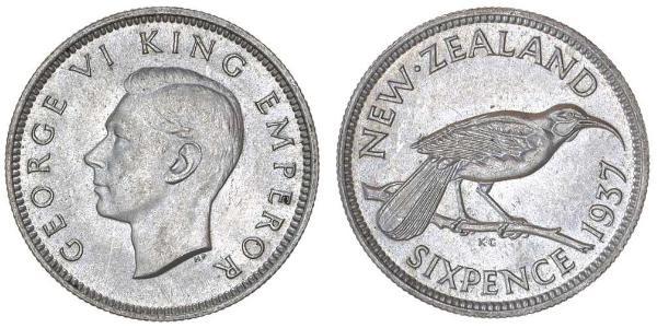 1 Шестипенсовик Новая Зеландия  Георг VI (1895-1952)