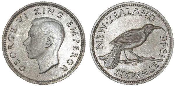 1 Шестипенсовик Новая Зеландия  Георг VI (1895-1952)