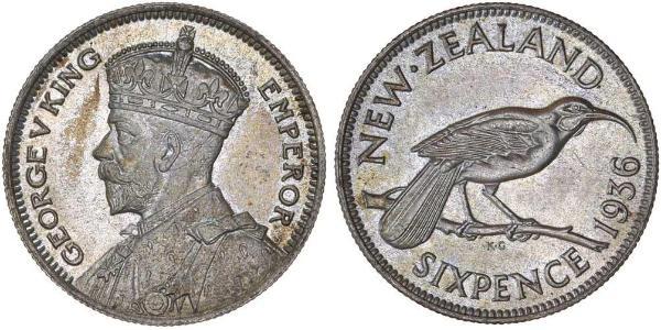 1 Шестипенсовик Новая Зеландия  Георг V (1865-1936)