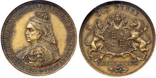 1 Шестипенсовик Соединённое королевство Великобритании и Ирландии (1801-1922) Латунь Виктория (1819 - 1901)
