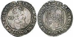 1 Шестипенсовик Королевство Англия (927-1649,1660-1707) Серебро Яков I (1566-1625)