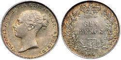 1 Sixpence / 6 Penny Reino Unido de Gran Bretaña e Irlanda (1801-1922) Plata Victoria (1819 - 1901)