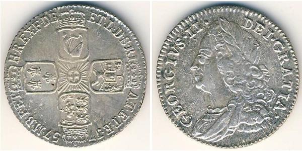 1 Шестипенсовик / 6 Пенни Королевство Великобритания (1707-1801) Серебро Георг II (1683-1760)