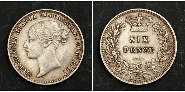 1 Шестипенсовик / 6 Пенни Соединённое королевство Великобритании и Ирландии (1801-1922) Серебро Виктория (1819 - 1901)