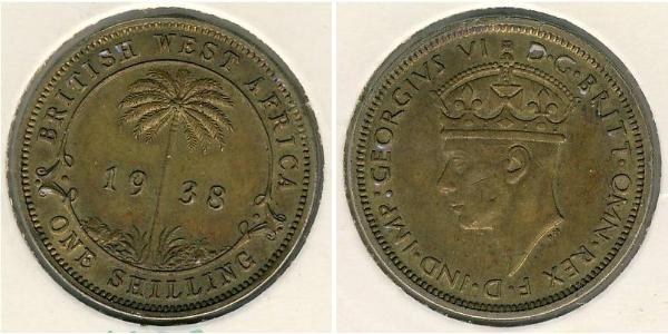 1 Шиллинг Британская Западная Африка (1780 - 1960) Латунь Георг VI (1895-1952)