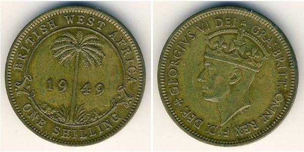 1 Шиллинг Британская Западная Африка (1780 - 1960) Латунь Георг VI (1895-1952)