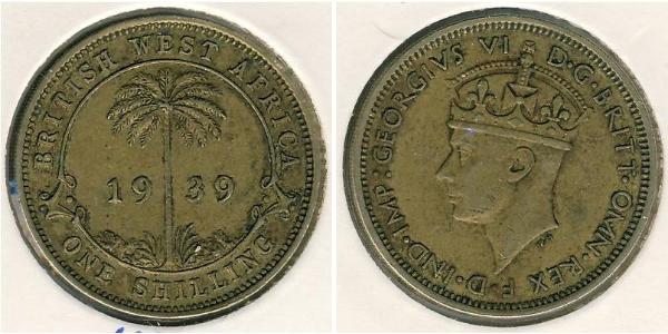1 Шиллинг Британская Западная Африка (1780 - 1960) Латунь Георг VI (1895-1952)