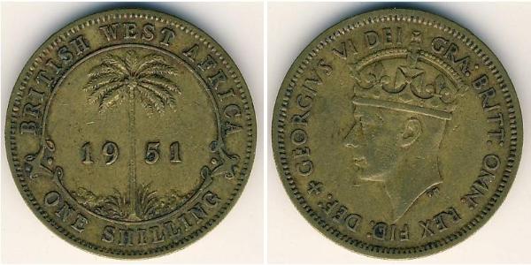 1 Шиллинг Британская Западная Африка (1780 - 1960) Латунь Георг VI (1895-1952)