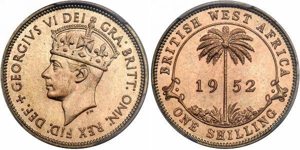 1 Шиллинг Британская Западная Африка (1780 - 1960) Латунь Георг VI (1895-1952)