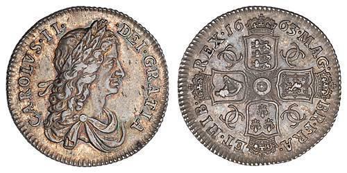 1 Шиллинг Королевство Англия (927-1649,1660-1707) Серебро Карл II (1630-1685)