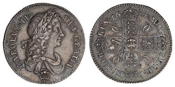 1 Шиллинг Королевство Англия (927-1649,1660-1707) Серебро Карл II (1630-1685)
