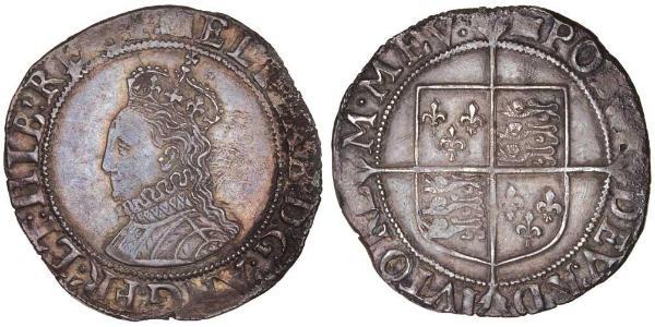 1 Шиллинг Королевство Англия (927-1649,1660-1707) Серебро Елизавета I (1533-1603)
