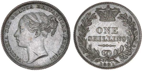 1 Шиллинг Соединённое королевство Великобритании и Ирландии (1801-1922) Серебро Виктория (1819 - 1901)