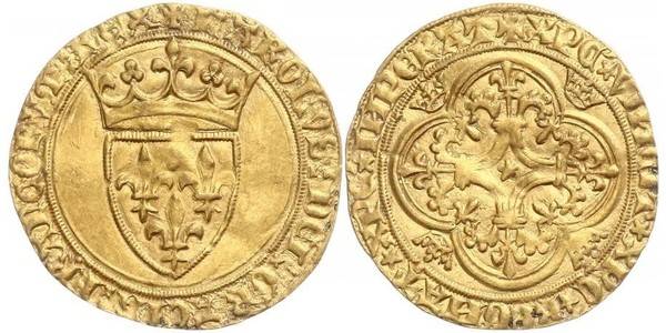 1 Экю Королевство Франция (843-1791) Золото Карл VI король Франции (1368-1422)