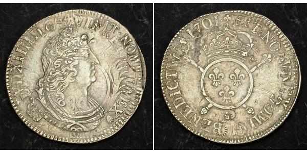 1 Экю Королевство Франция (843-1791) Серебро Людовик XIV (1638-1715)