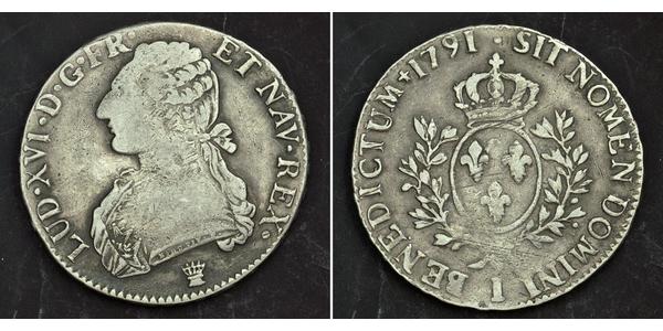 1 Экю Франкське королівство (843-1791) Срібло Людовик XVI (1754 - 1793)