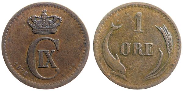 1 Эре Дания  Кристиан IX король Дании (1818-1906)
