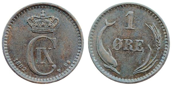 1 Эре Дания  Кристиан IX король Дании (1818-1906)