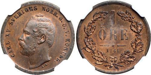 1 Эре United Kingdoms of Sweden and Norway (1814-1905) Медь Карл XV (1826 - 1872)