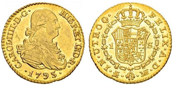 1 Эскудо Испанская империя (1700 - 1808) Золото Карл IV король Испании (1748-1819)