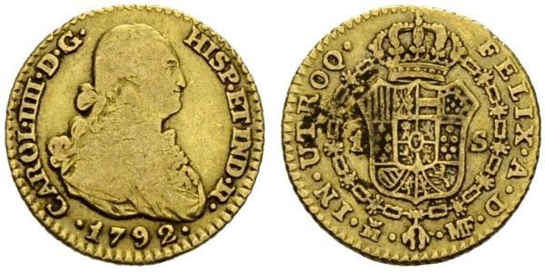 1 Эскудо Испанская империя (1700 - 1808) Золото Карл IV король Испании (1748-1819)