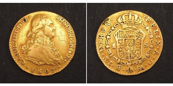 1 Эскудо Испанская империя (1700 - 1808) Золото Карл IV король Испании (1748-1819)