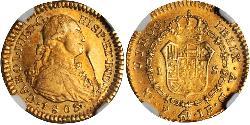 1 Эскудо Новая Гранада (1717 - 1819) Золото Карл IV король Испании (1748-1819)
