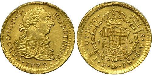 1 Эскудо Новая Гранада (1717 - 1819) Золото Карл III король Испании (1716 -1788)