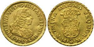 1 Эскудо Новая Испания (1519 - 1821) Золото Фердинанд VI  король Испании (1713-1759)