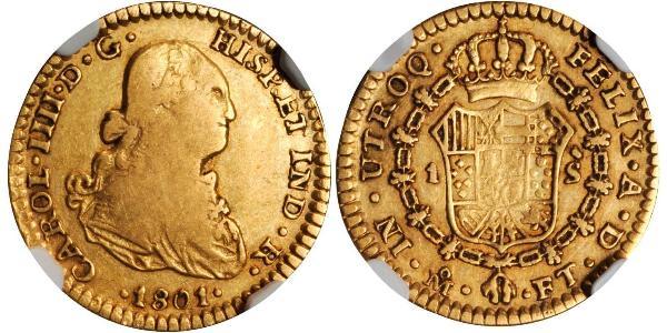 1 Эскудо Новая Испания (1519 - 1821) Золото Карл IV король Испании (1748-1819)
