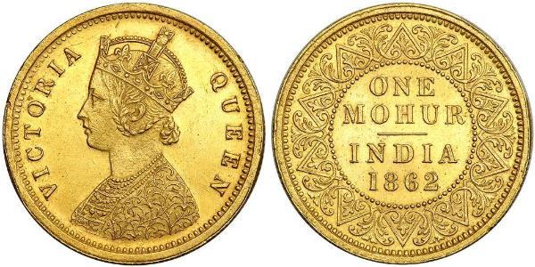 1vet Mohur Britisch-Indien (1858-1947) Gold Victoria (1819 - 1901)