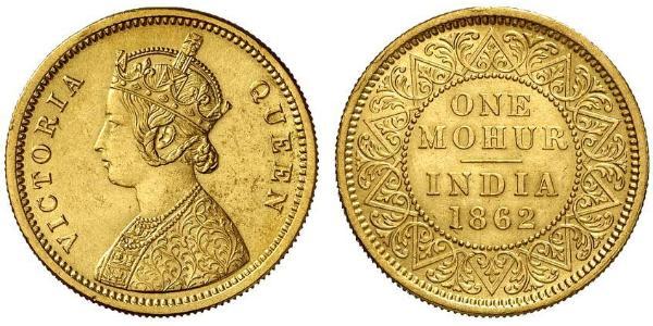 1vet Mohur Britisch-Indien (1858-1947) Gold Victoria (1819 - 1901)