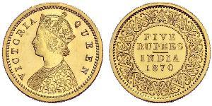 1vet Mohur British Raj (1858-1947) Gold Victoria (1819 - 1901)