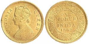 1vet Mohur British Raj (1858-1947) Gold Victoria (1819 - 1901)