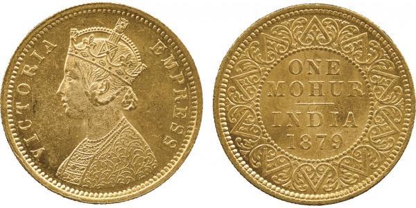 1vet Mohur British Raj (1858-1947) Gold Victoria (1819 - 1901)