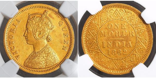 1vet Mohur British Raj (1858-1947) Gold Victoria (1819 - 1901)
