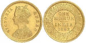 1vet Mohur Raj britannique (1858-1947) Or Victoria (1819 - 1901)