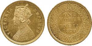 1vet Mohur Raj Britannico (1858-1947) Oro Vittoria (1819 - 1901)