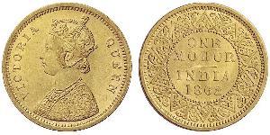 1vet Mohur Raj Britannico (1858-1947) Oro Vittoria (1819 - 1901)