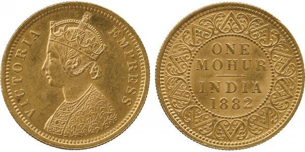 1vet Mohur Raj Britannico (1858-1947) Oro Vittoria (1819 - 1901)
