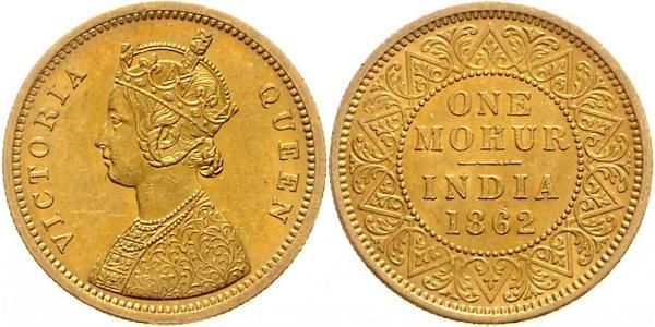 1vet Mohur Raj Britannico (1858-1947) Oro Vittoria (1819 - 1901)