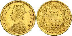 1vet Mohur Raj Británico (1858-1947) Oro Victoria (1819 - 1901)