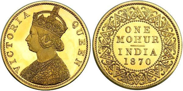 1vet Мухр Британська Індія (1858-1947) Золото Вікторія (1819 - 1901)