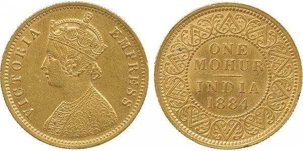 1vet Мухр Британська Індія (1858-1947) Золото Вікторія (1819 - 1901)